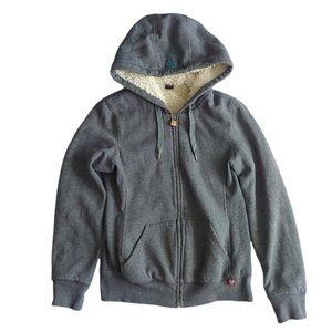 Aritzia TNA Faux Fur Lined Zip Up Hoodie in Gray, Medium